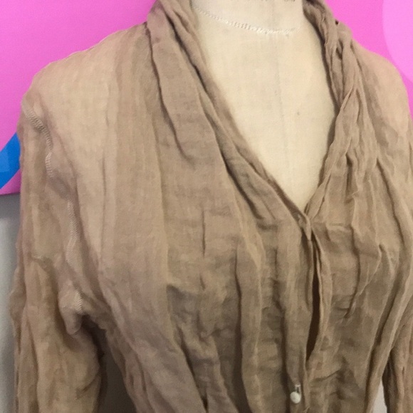 Annette Gortz Tan Cotton Silk Jacket Coat - Picture 3 of 8